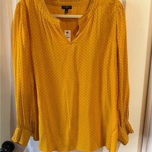 Talbots Mustard Polka Dot Blouse